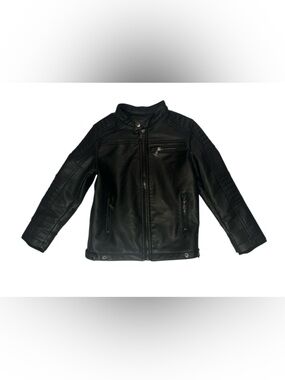 Kids guess motorcycle faux jacket black size small